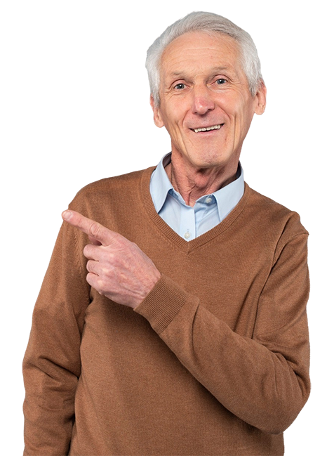 Senior person gesturing isolated